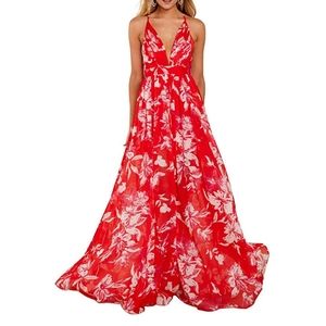 Womens sexy dress Spaghetti strap deep v neck maxi